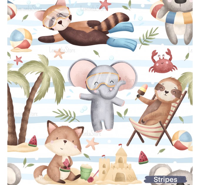 Animals on the beach - Stripes