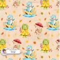 Autumn Dinos seamless pattern design - Beige