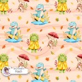 Autumn Dinos seamless pattern design - Peach