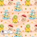 Autumn Dinos seamless pattern design - Peach