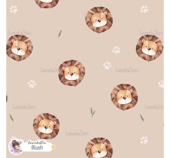 Basic Lion exclusive seamless pattern - Blush