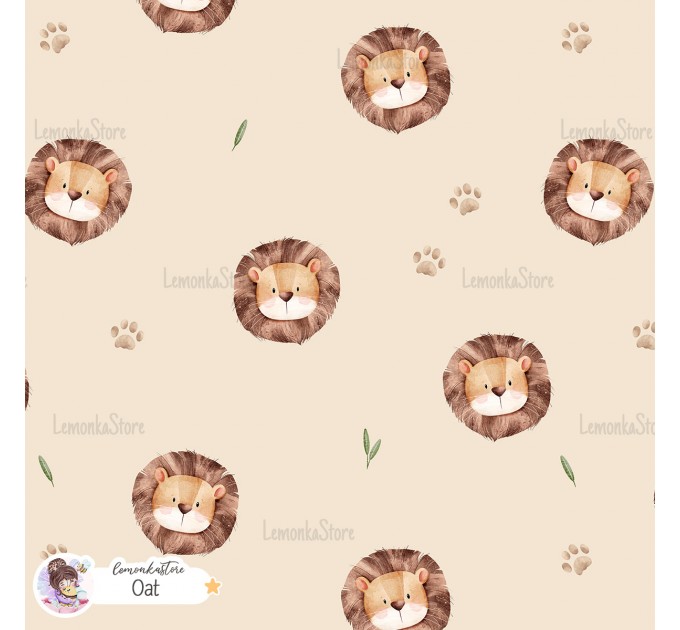 Basic Lion exclusive seamless pattern - Oat