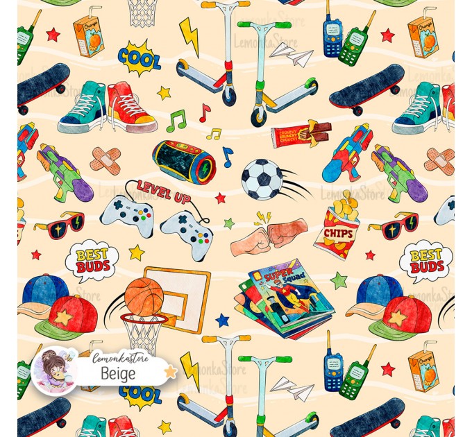 Best Buds exclusive seamless pattern - Beige