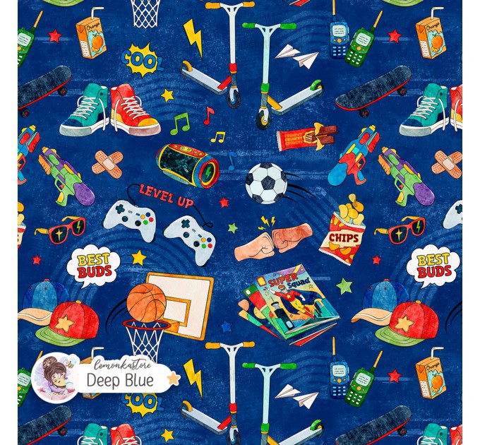 Best Buds exclusive seamless pattern - Deep Blue