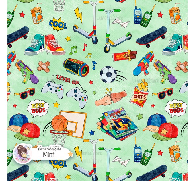 Best Buds exclusive seamless pattern - Mint