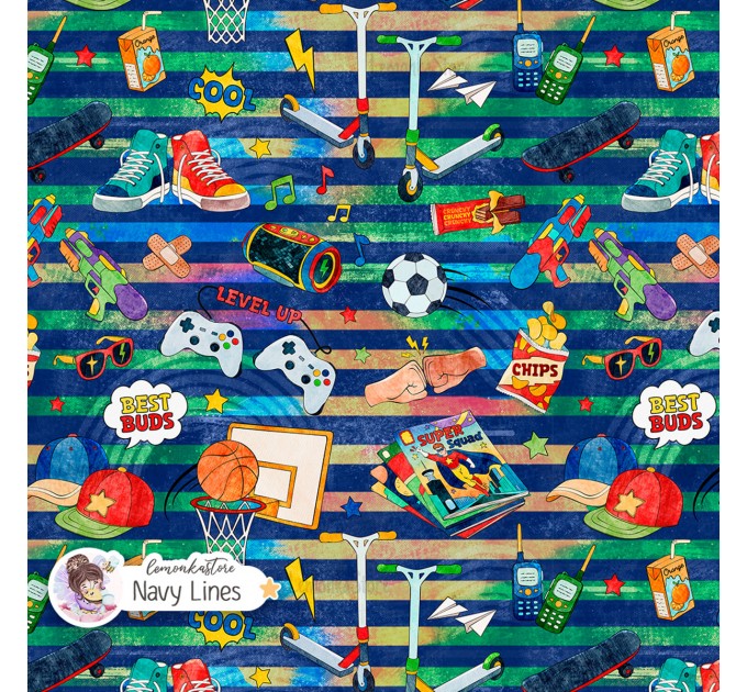 Best Buds exclusive seamless pattern - Navy Lines