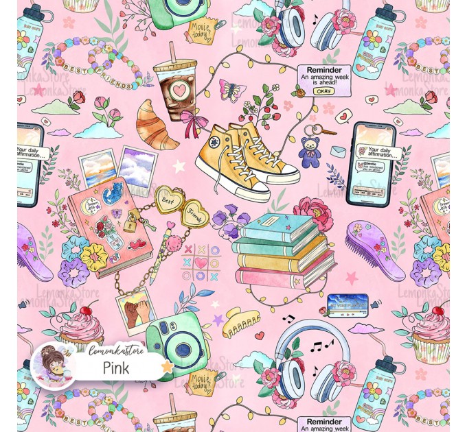 Besties exclusive seamless pattern - Pink