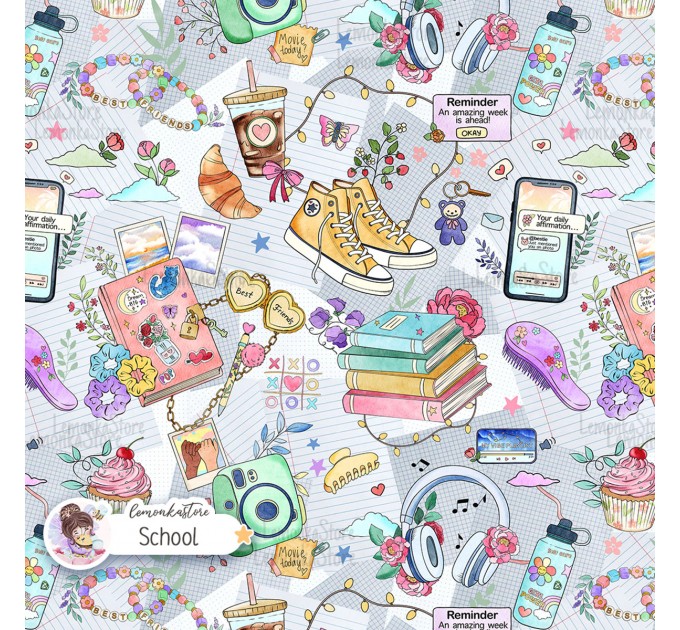 Besties exclusive seamless pattern - School