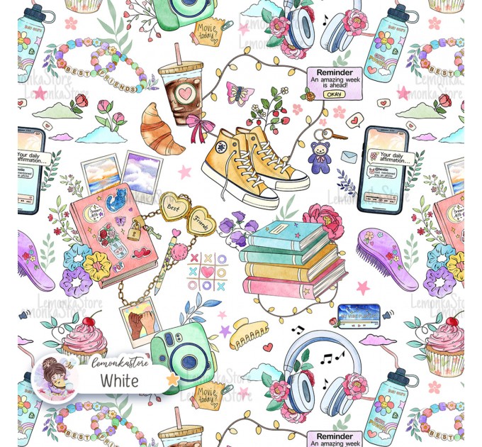 Besties exclusive seamless pattern - White