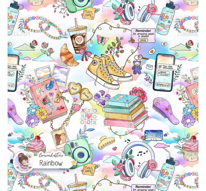 Besties exclusive seamless pattern - Rainbow