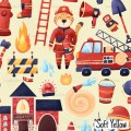 Brave firefighter exclusive seamless pattern - Soft yellow