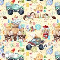Candy Land  - Middle Ages exclusive seamless pattern - Cupcake