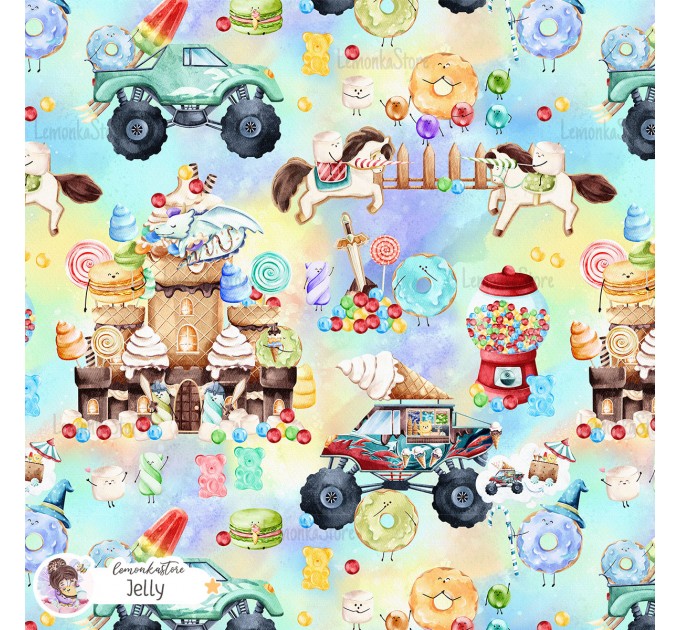 Candy Land - Middle Ages exclusive seamless pattern - Jelly