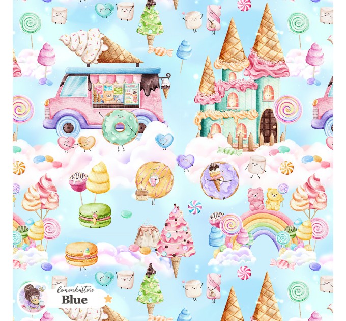 Candy Land exclusive seamless pattern - Blue