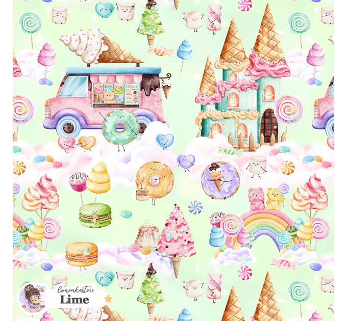 Candy Land exclusive seamless pattern - Lime