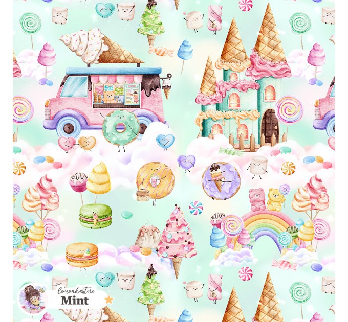 Candy Land exclusive seamless pattern - Mint