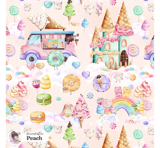 Candy Land exclusive seamless pattern - Peach