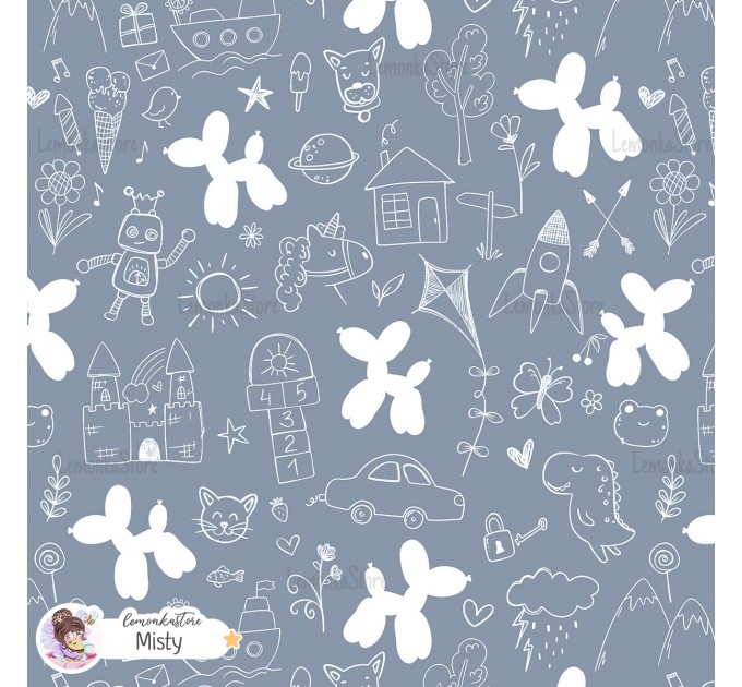 Childhood Adventure exclusive seamless pattern - Misty