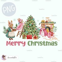 Merry Christmas rabbit family [PNG]