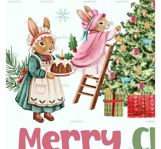 Merry Christmas rabbit family [PNG]