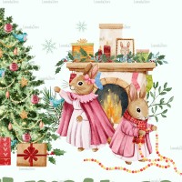 Merry Christmas rabbit family [PNG]