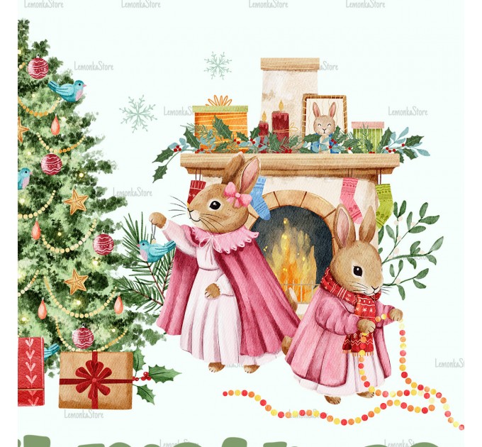 Merry Christmas rabbit family [PNG]