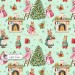 Christmas Rabbit Family seamless pattern design - Light Green