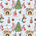 Christmas Rabbit Family seamless pattern design - Sky