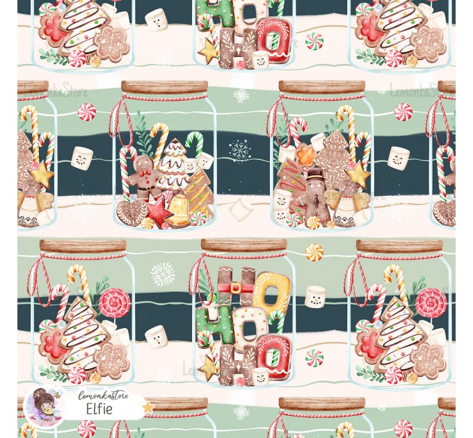 Christmas Jars exclusive seamless pattern - Elfie