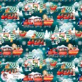 Christmas Vehicles exclusive seamless pattern - Deep