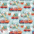 Christmas Vehicles exclusive seamless pattern - Ice grey