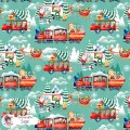 Christmas Vehicles exclusive seamless pattern - Sage