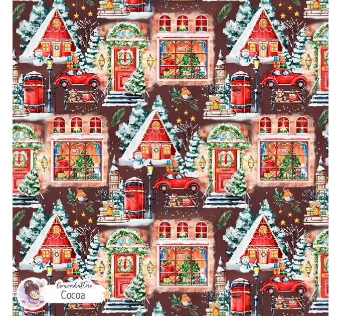 Christmas Street exclusive seamless pattern - Cocoa