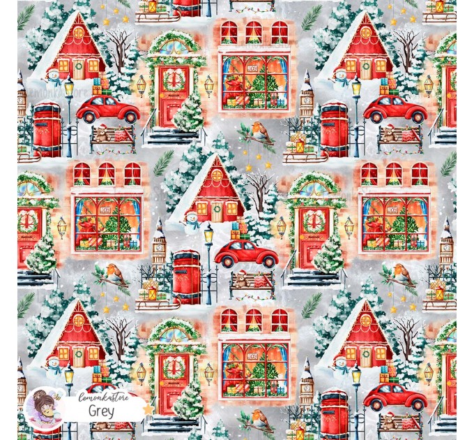 Christmas Street exclusive seamless pattern - Grey