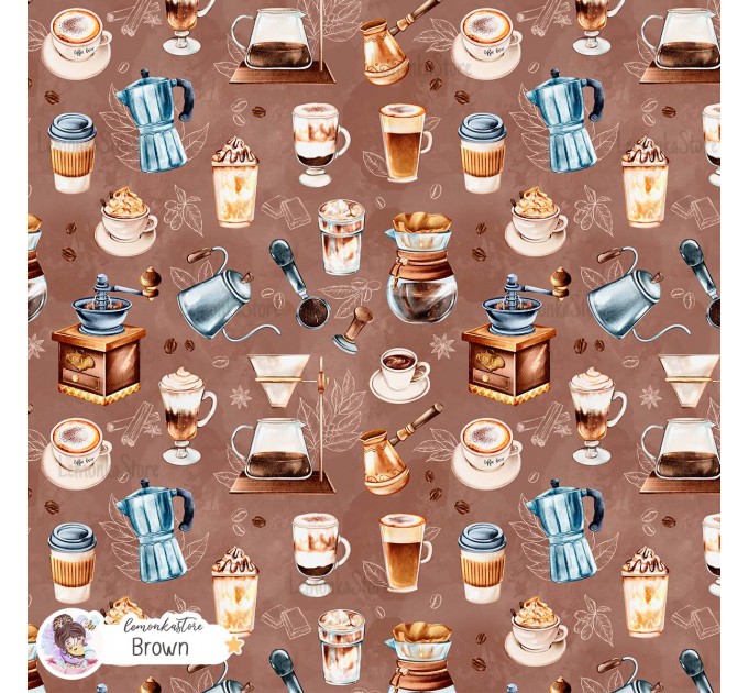 Coffee Lover exclusive seamless pattern - Brown