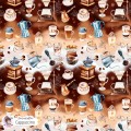 Coffee Lover exclusive seamless pattern - Cappuccino