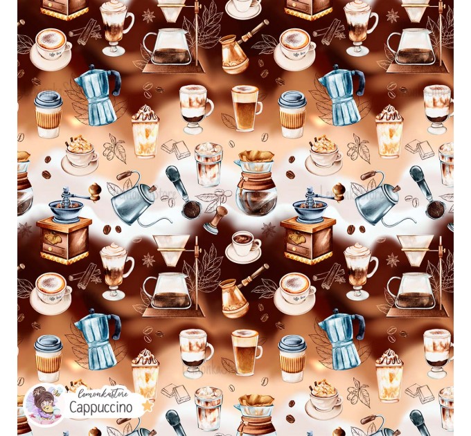 Coffee Lover exclusive seamless pattern - Cappuccino