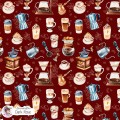 Coffee Lover exclusive seamless pattern - Dark rose