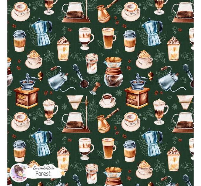Coffee Lover exclusive seamless pattern - Forest