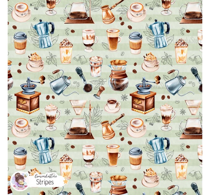 Coffee Lover exclusive seamless pattern - Stripes