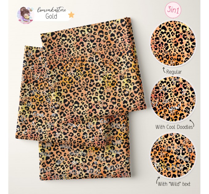 Colorful Cheetah (3 in 1) exclusive seamless pattern - Gold