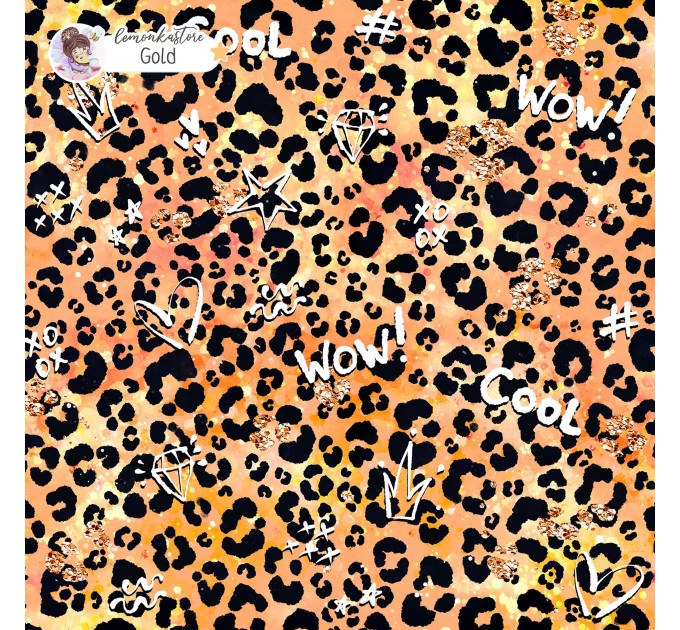 Colorful Cheetah (3 in 1) exclusive seamless pattern - Gold