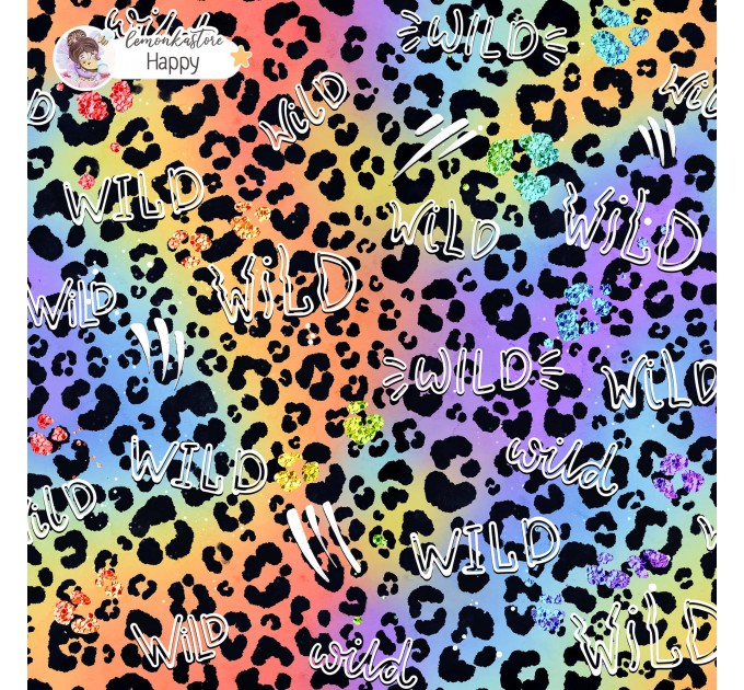 Colorful Cheetah (3 in 1) exclusive seamless pattern - Happy