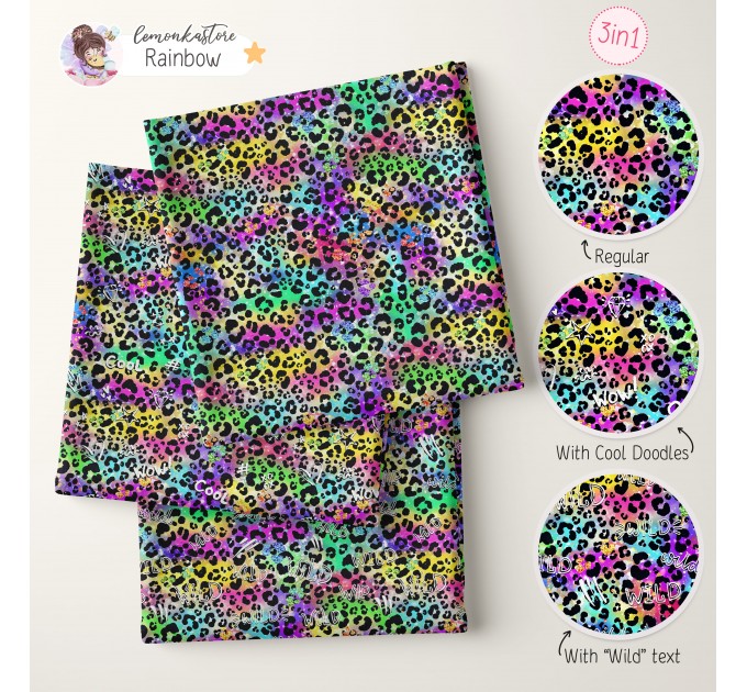 Colorful Cheetah (3 in 1) exclusive seamless pattern - Rainbow