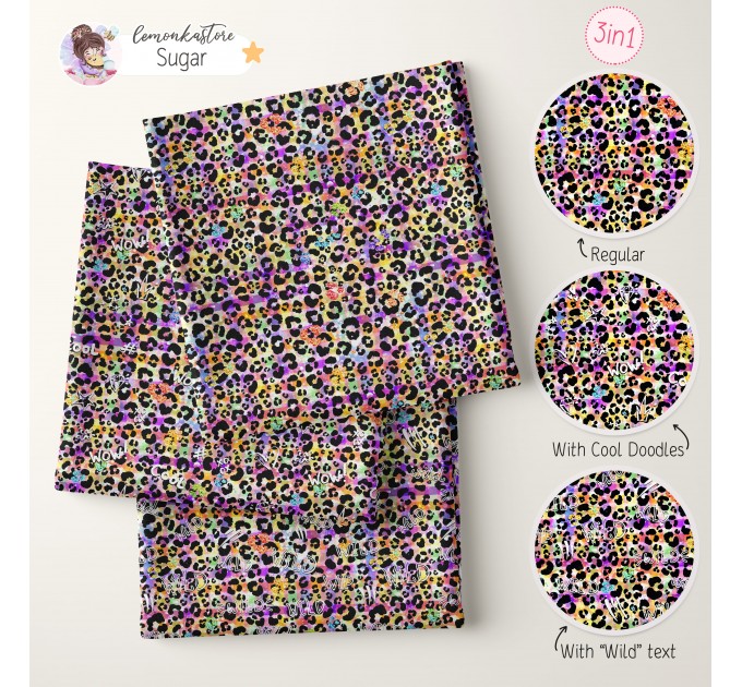 Colorful Cheetah (3 in 1) exclusive seamless pattern - Sugar