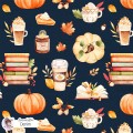 Cozy Autumn exclusive seamless pattern - Denim