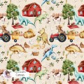 Dino on the farm seamless pattern - Canvas