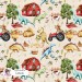 Dino on the farm seamless pattern - Canvas