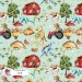 Dino on the farm seamless pattern - Grid