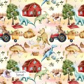 Dino on the farm seamless pattern - Sunset